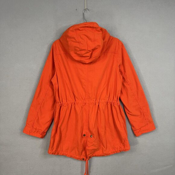 Old Navy Jacket Womens Large Orange Hooded Anorak Parka Utility Drawstring Waist - Picture 7 of 13